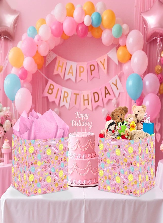 Woosytoo Extra Large Birthday Gift Bags 12" x 12" Square Gift Bag with Tissue Paper Pink Spotted Balloons with Confetti Design Wrapping Paper Bags Jumbo Present Bag for Girls' Birthday Wedding Party Favors - Image 5